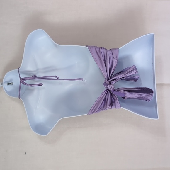 Motel Lavender Purple Satin Tie-Back Crop Tank Size Small - Picture 2 of 4